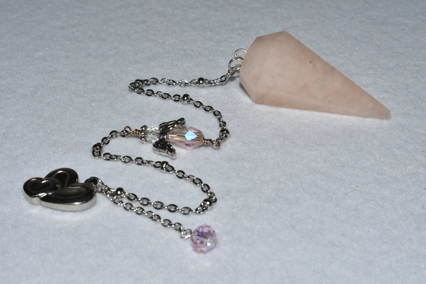 Rose Quartz Crystal Angel Pendulum Dowsing Chakra Reiki Healing Natural Stone  Chamuel Angel of Relationships