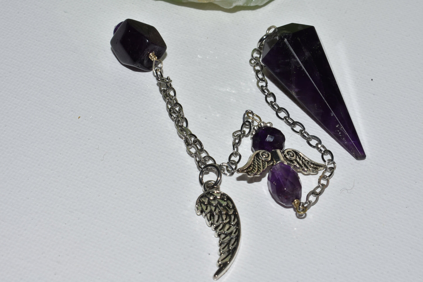 Amethyst Angel Dowsing Stone Pendulum Natural Crystal Chakra Reiki Communication