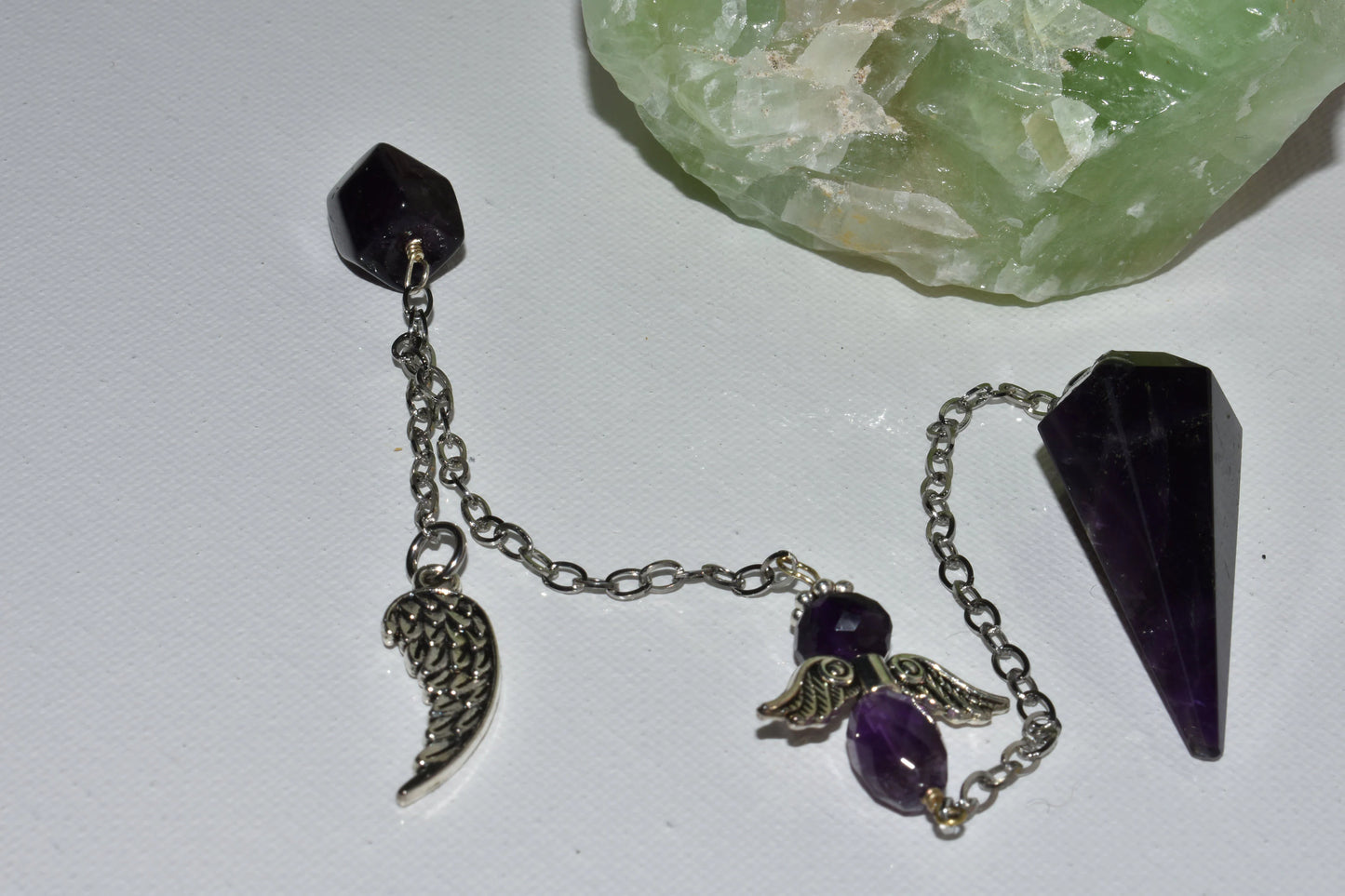 Amethyst Angel Dowsing Stone Pendulum Natural Crystal Chakra Reiki Communication